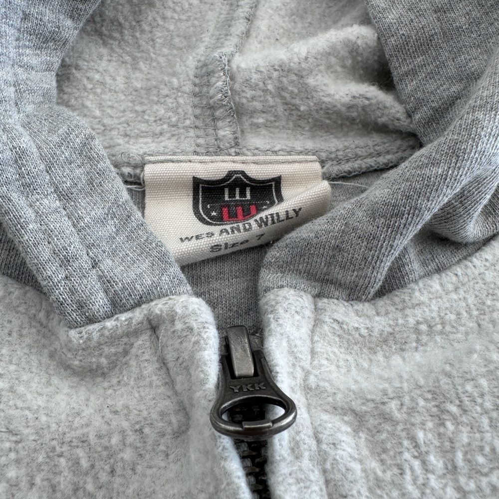 Boys Wes & Willy Zip Hoodie, Light Gray, Size 7 - Picture 3 of 4
